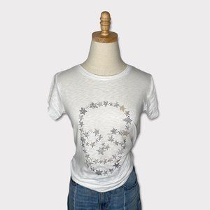 Zadig & Voltaire White Skinny Skull Strass T-Shirt Size S